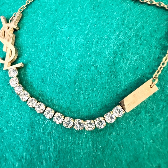 YSL Cassandra Bracelet Gold Tone & Crystals Charm Monogram Bracelet - Picture 4 of 5
